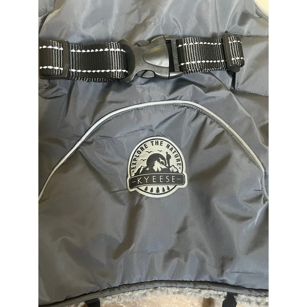 Dog Winter Jacket Coat Gray Sherpa Fleece Lined Reflective Water Resistant Large
